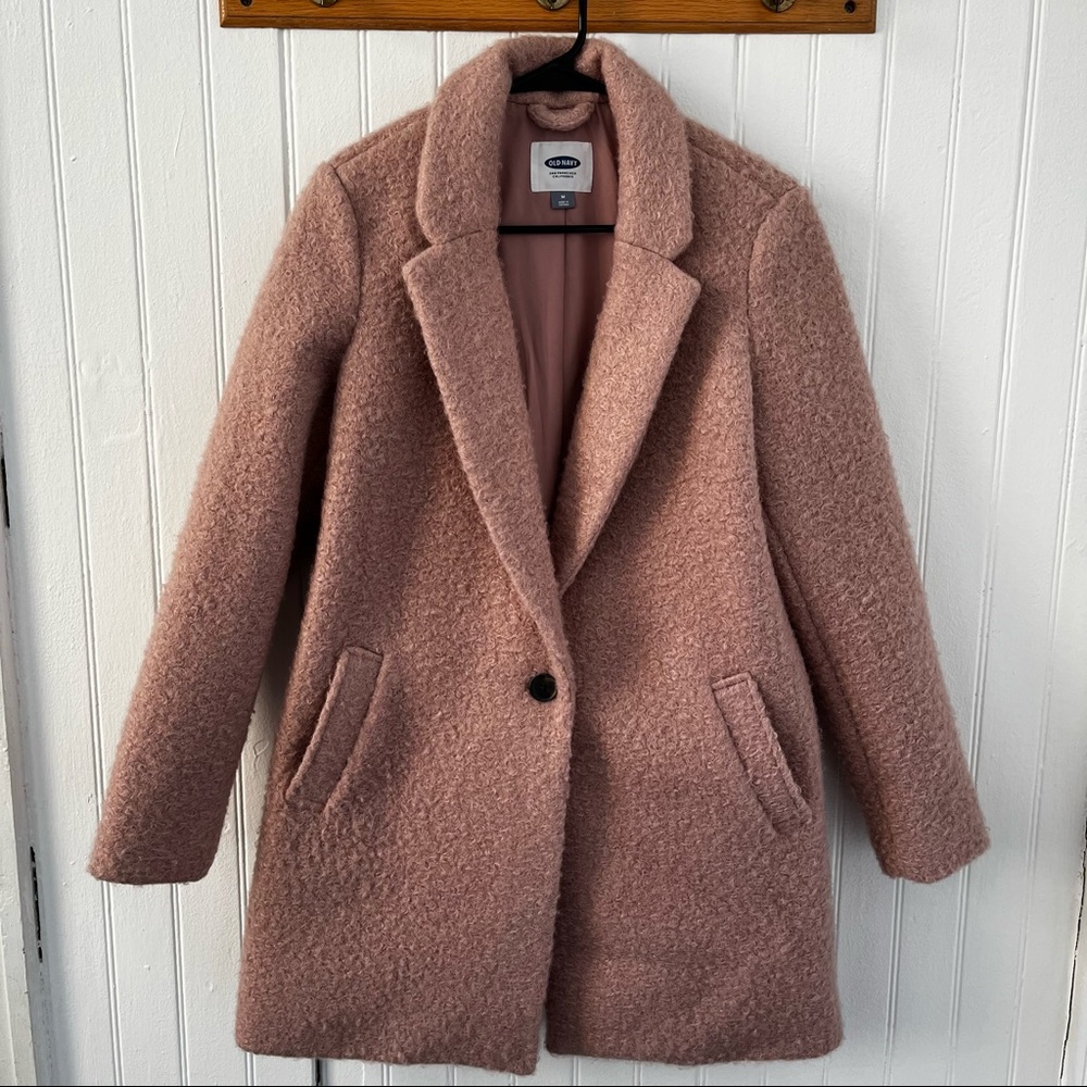Blush Pink Long Teddy Coat - Old Navy - Medium